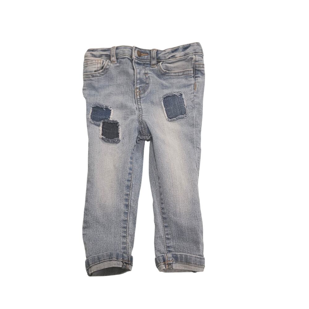 dip Baby Girl Jeans 12-18M Light Wash Patchwork Distressed Denim Pants